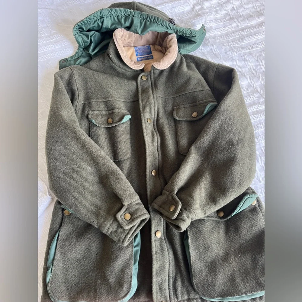 Vintage Pendleton Outdoorsman 100% Virgin Wool Insulated Hunting Jacket - Size L - Picture 4 of 7